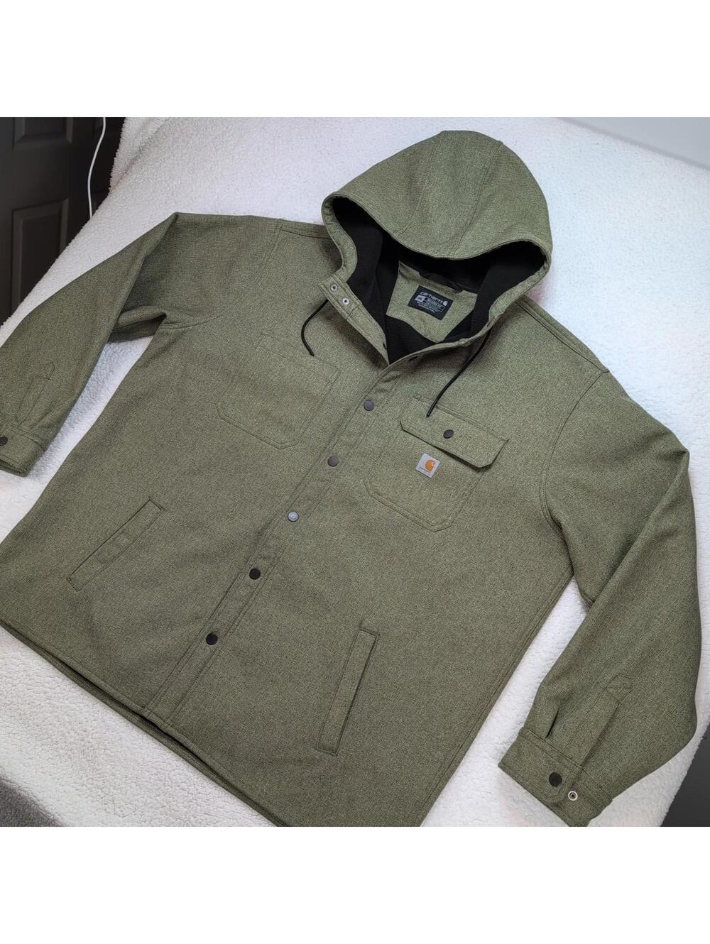 Carhartt Men's 2XL Rain Defender Heavyweight Hooded Shirt Jacket Relaxed Fit